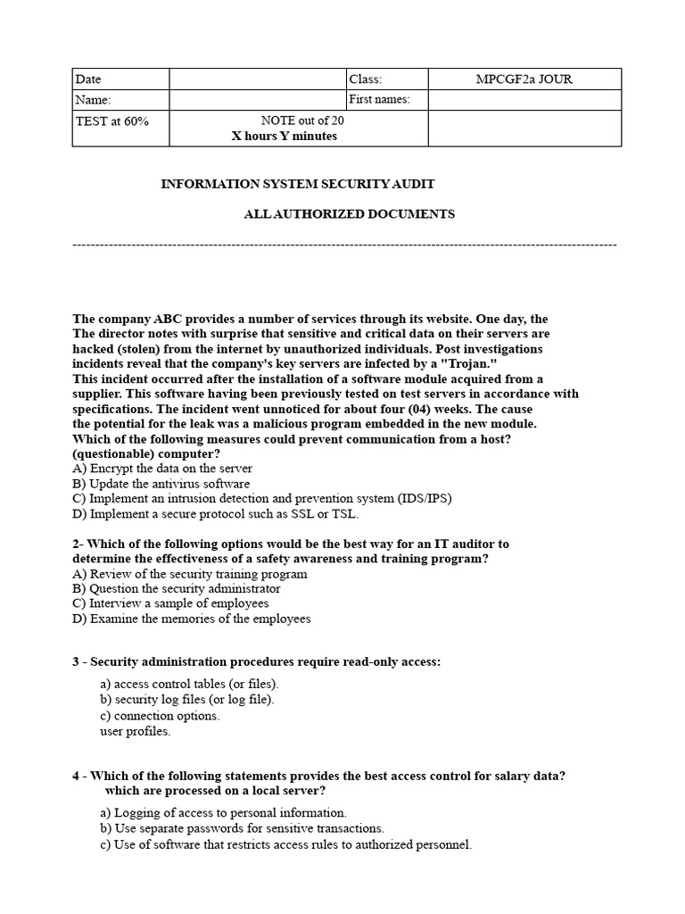 Information System Security Audit Insights | PDF | Security | Computer ...