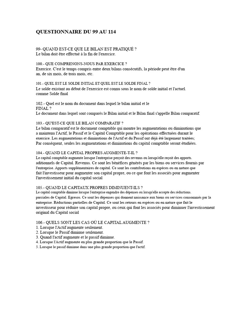 Bilan comparatif : principes et méthodes | PDF | Bilan comptable ...