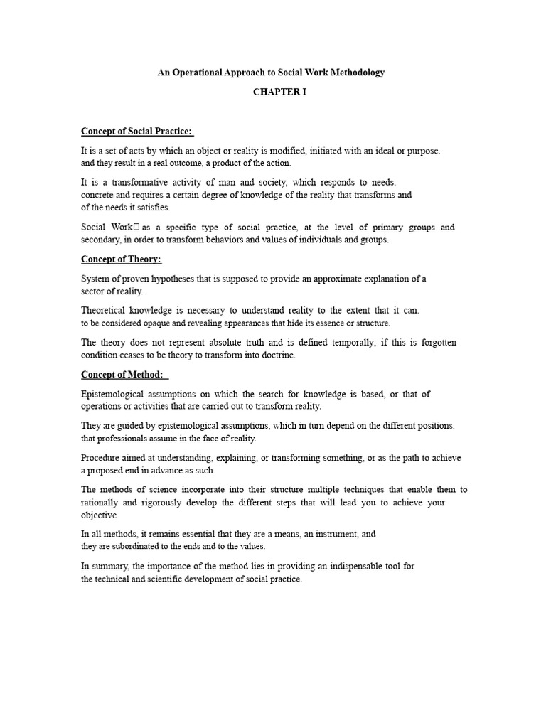 An Operational Approach To The Social Work Methodology (Summary) | PDF ...