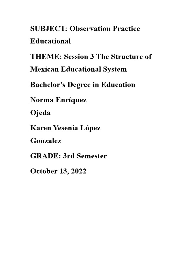 The Structure of The Mexican Educational System | PDF | Academic Degree ...