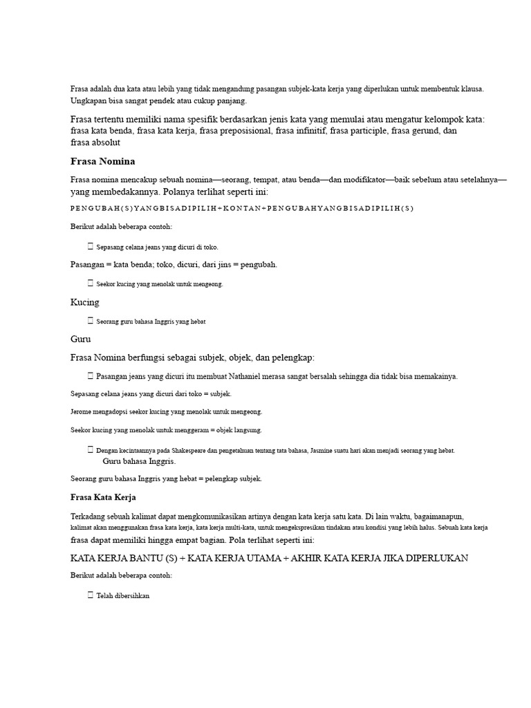 Jenis-Jenis Frasa dalam Bahasa Inggris | PDF