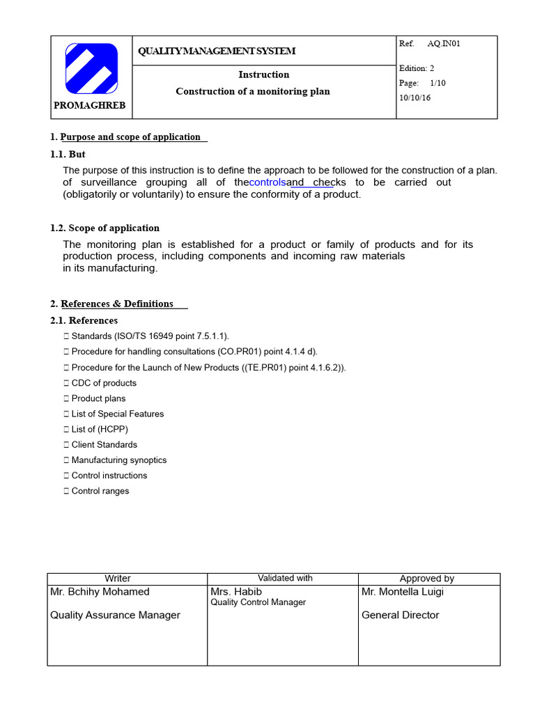 AQ - IN01. Ed 2 Development of A Monitoring Plan | PDF | Risk | Quality ...