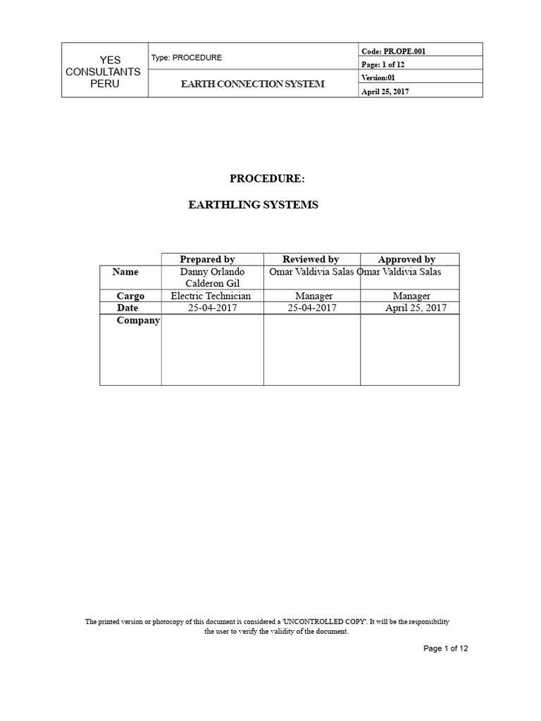 Grounding System Installation Procedure | PDF | Welding | Construction