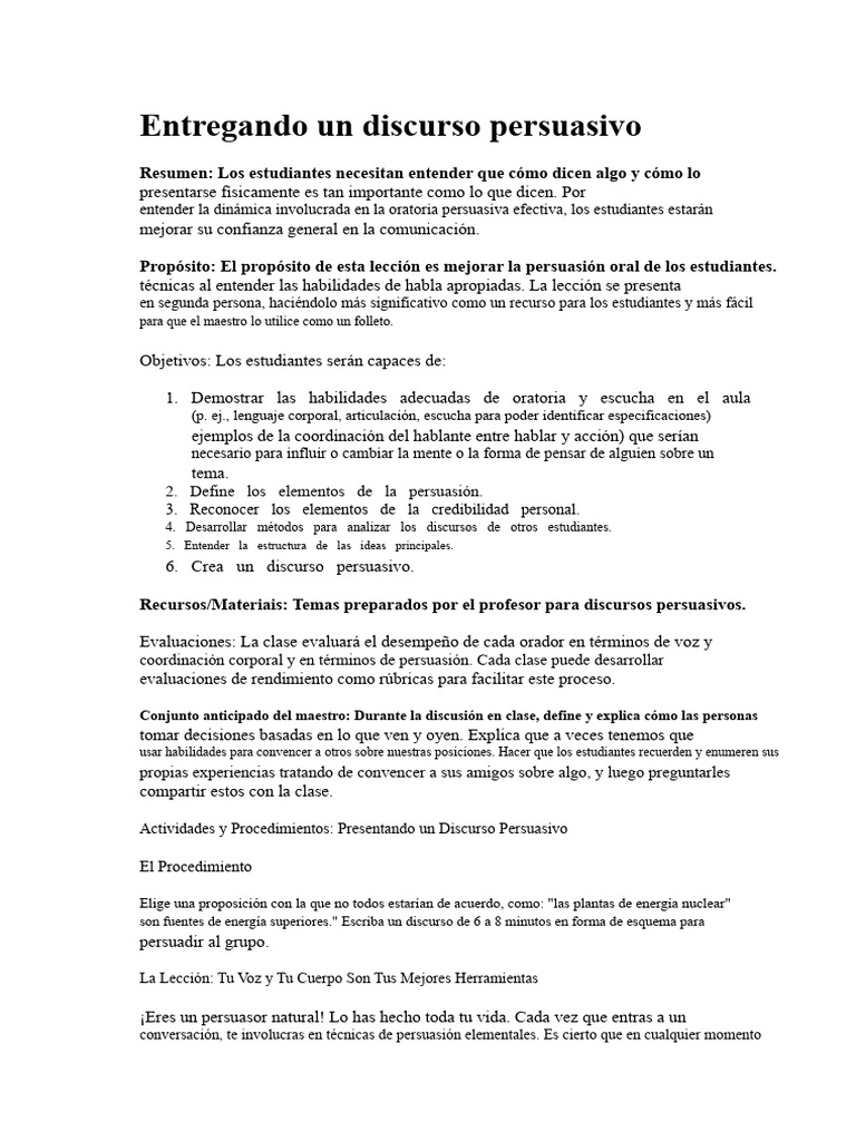 Técnicas de Oratoria Persuasiva Efectiva | PDF | Hablar en público ...
