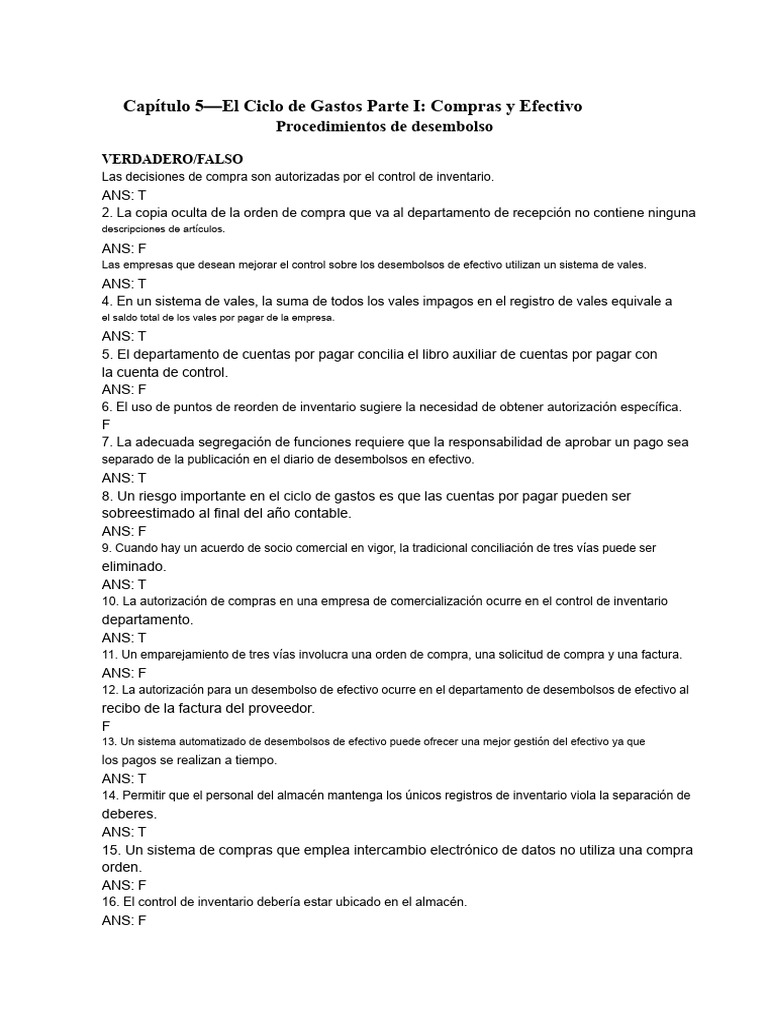 Ciclo de Gastos: Compras y Efectivo | PDF | Cuentas por pagar ...