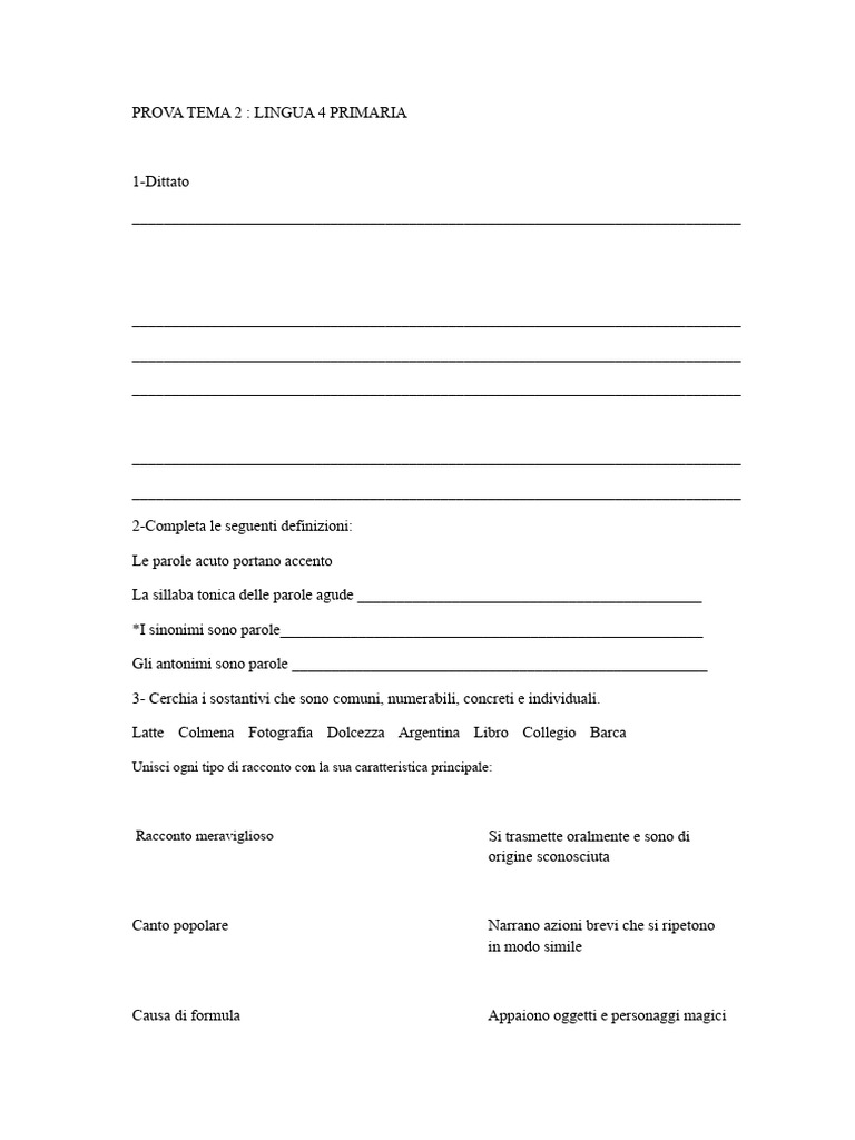 Esame Tema 2 Lingua 3 Primaria SM Savia | PDF