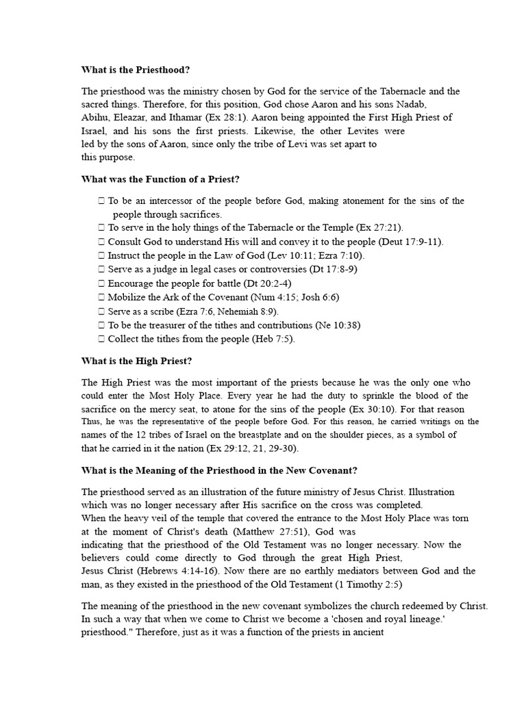 Understanding the Biblical Priesthood | PDF | Aaron | Priest