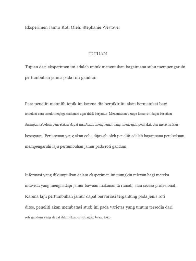 Eksperimen Jamur Roti | PDF