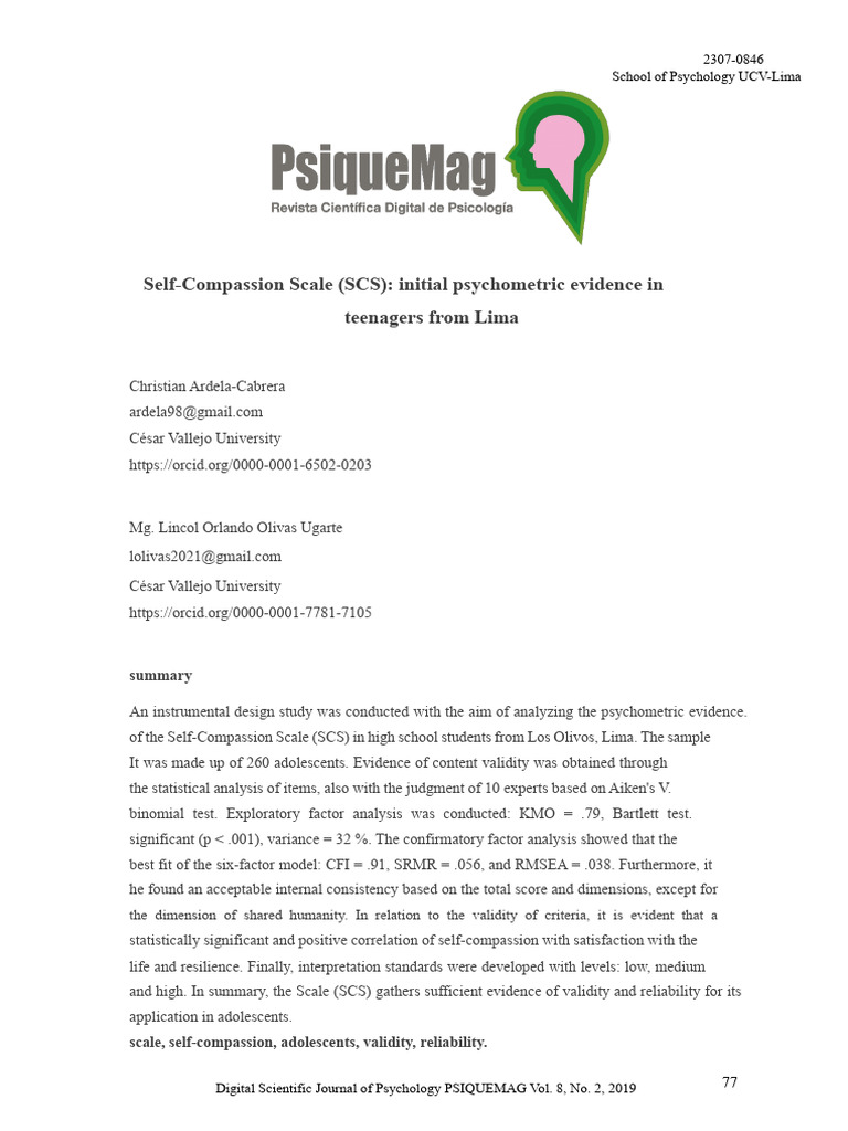 Self-Compassion Scale | PDF | Psychometrics | Validity (Statistics)