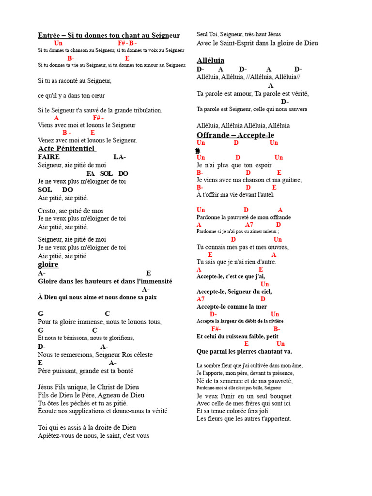 Louange et Prière : Chant Spirituel | PDF | Amour | Dieu