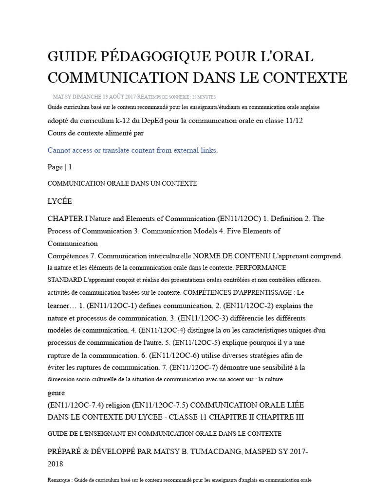 Guide de communication orale au lycée | PDF | Communication non verbale ...