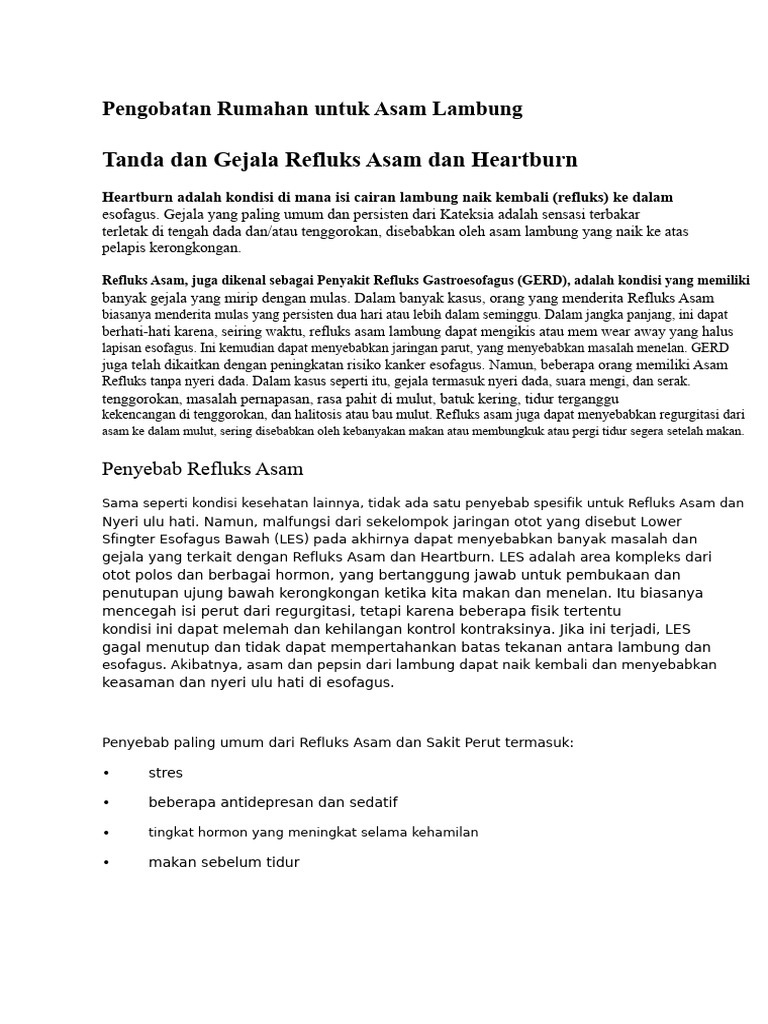 Pengobatan Alami untuk Refluks Asam | PDF