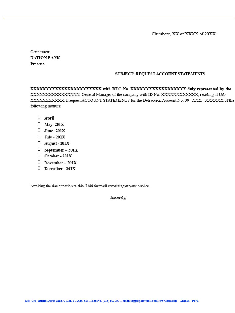 Request for Account Statements | PDF