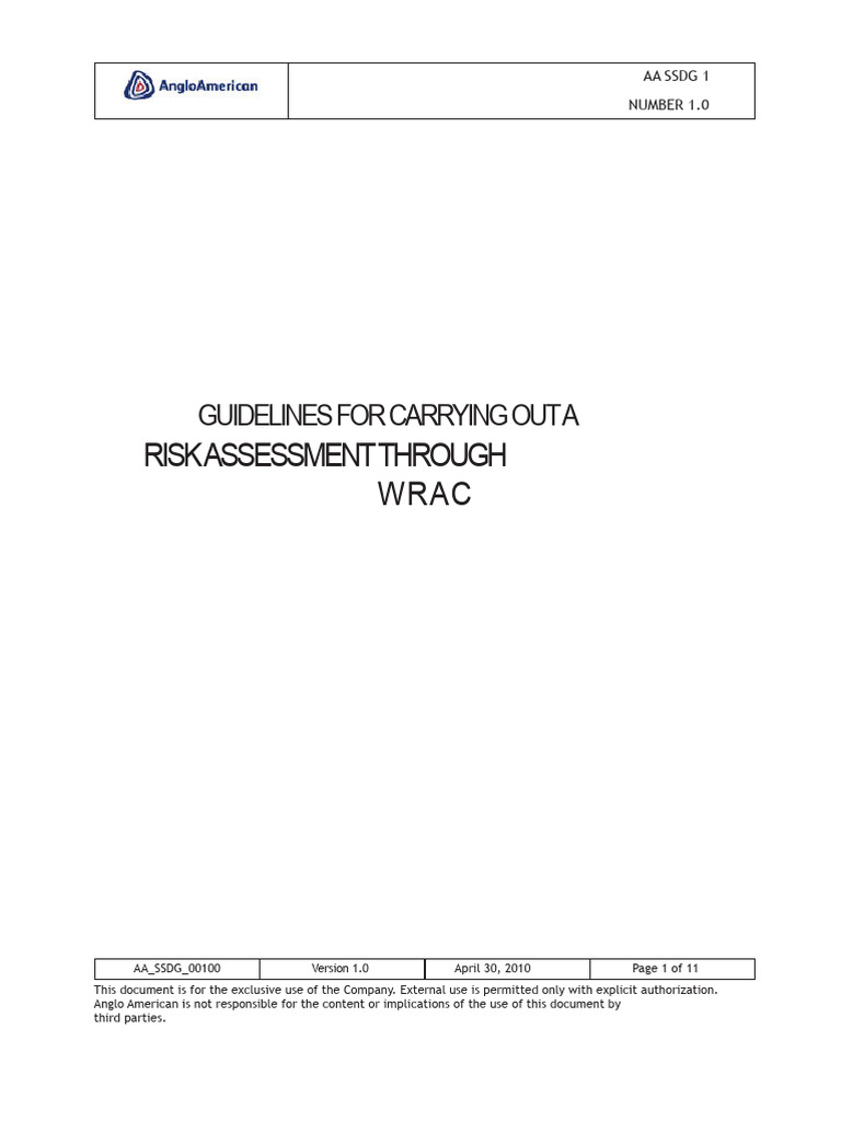 AA_SSDG_00100 Guidelines for Conducting a Risk Assessment Using WRAC V1 ...