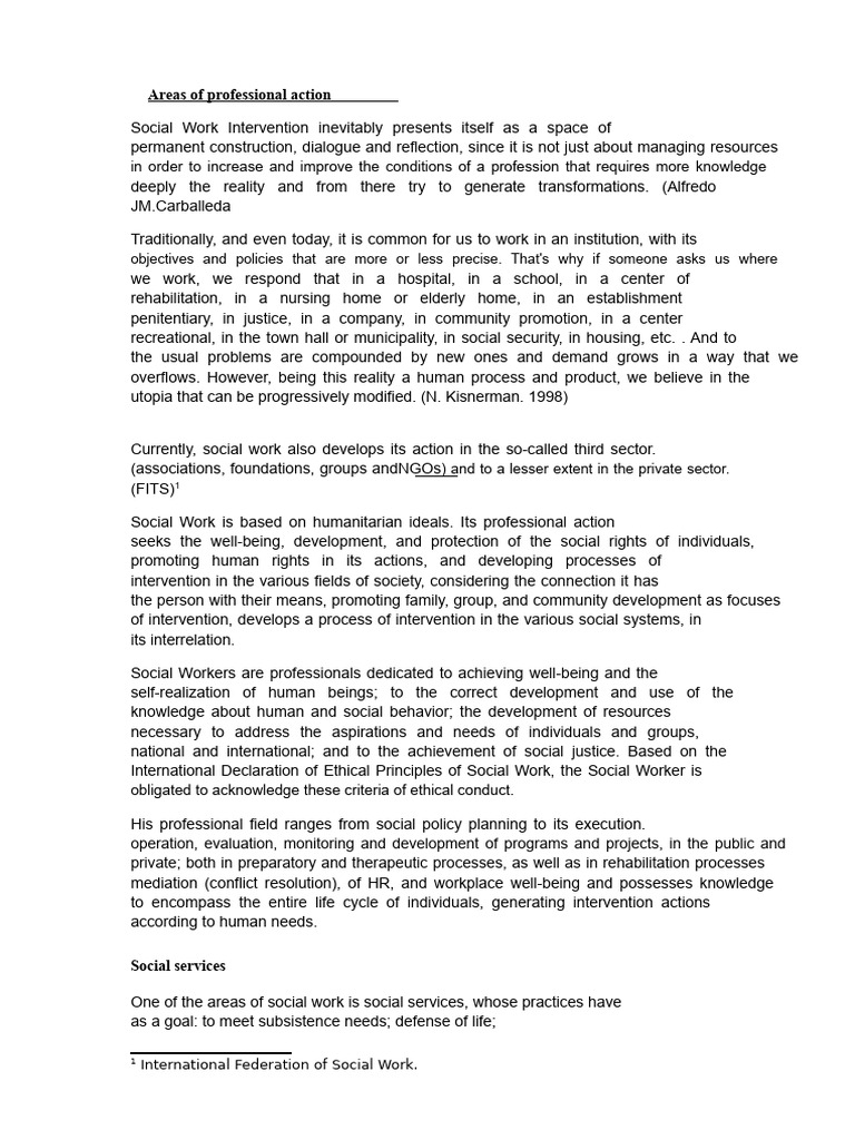 Areas of Professional Action | PDF | Social Work | Prison
