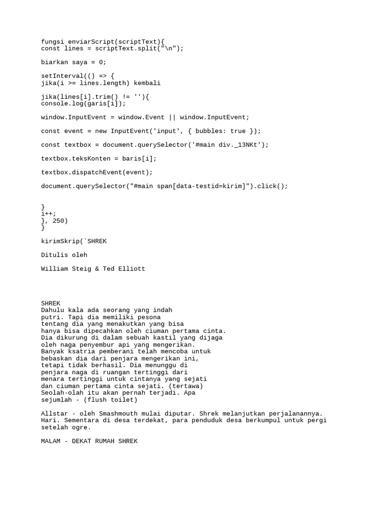 Script Shrek: Dialog dan Narasi | PDF