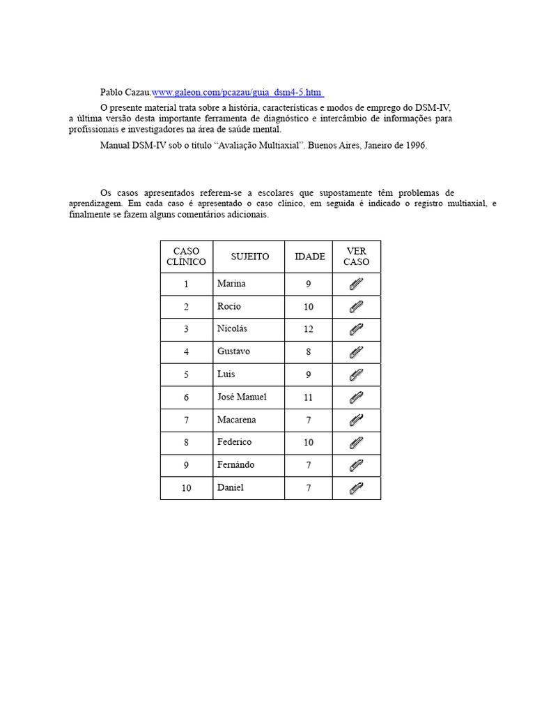 Diagnóstico Multiaxial no DSM-IV | PDF | Transtorno de déficit de ...