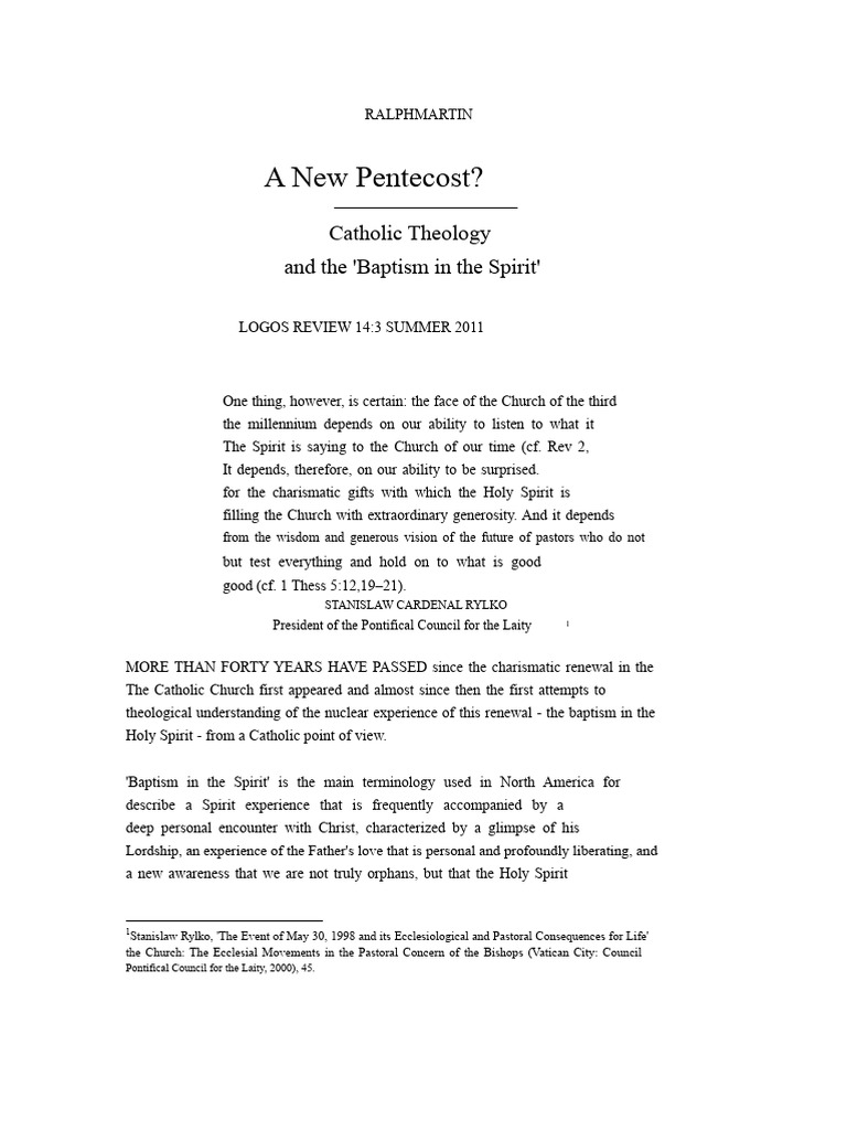 Catholic Charismatic Renewal Insights | PDF | Baptism With The Holy ...