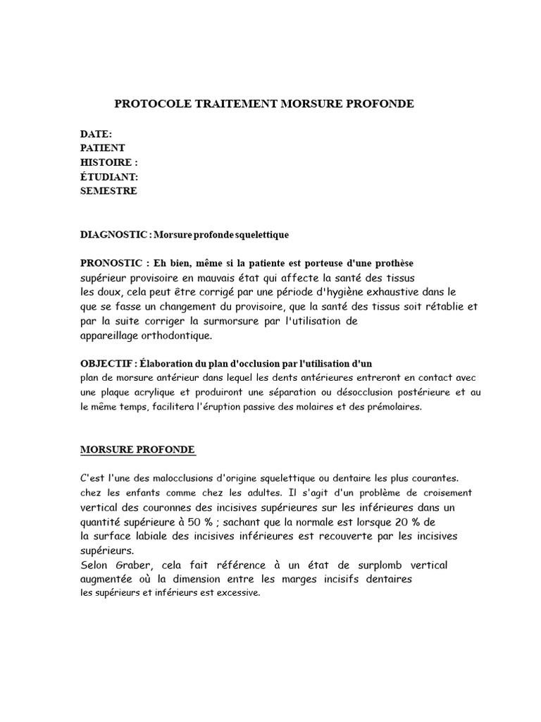 Protocole de traitement morsure profonde | PDF | Orthodontie | Branches ...