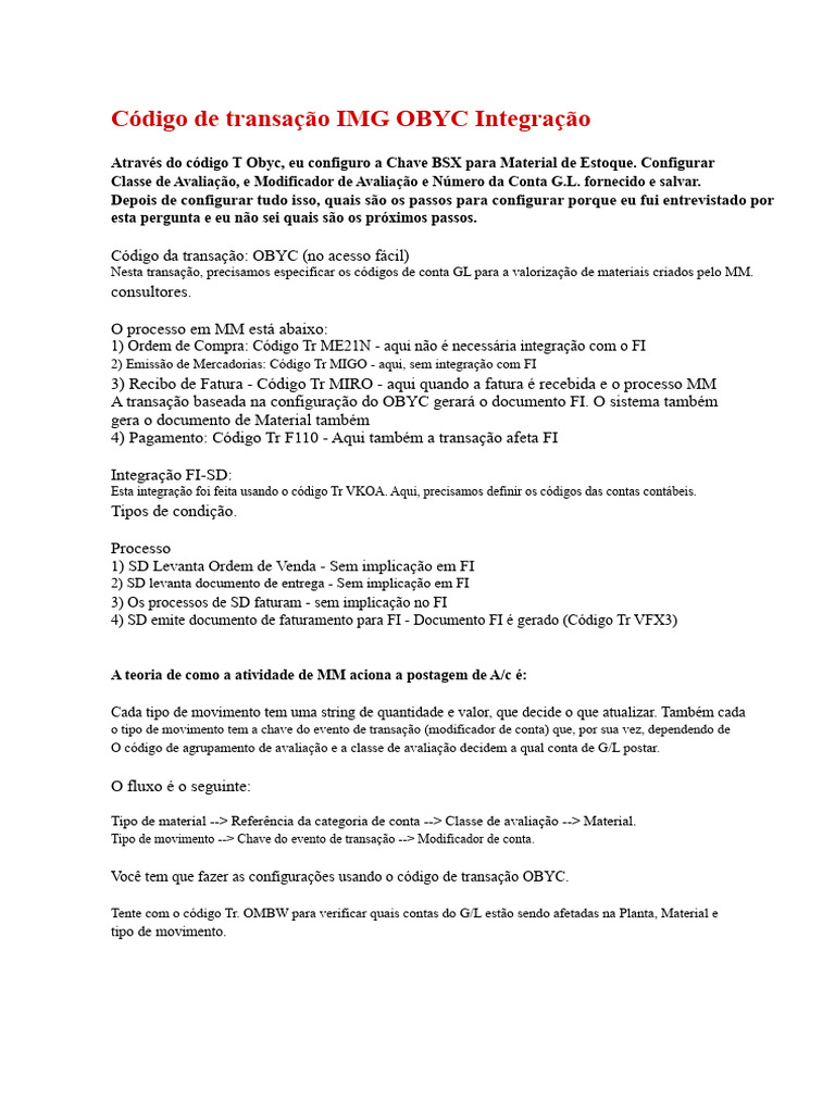 Configuração de Transações OBYC no SAP | PDF | Contabilidade | Despesa