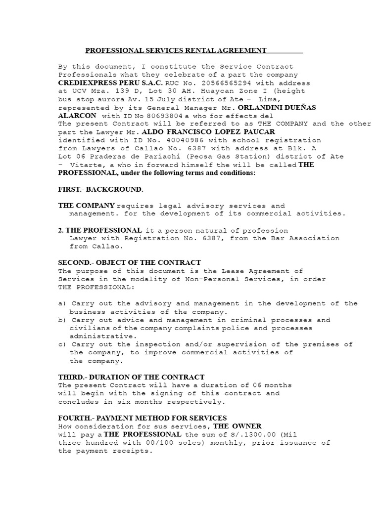 Contract For The Hiring of Professional Services | PDF | Government ...