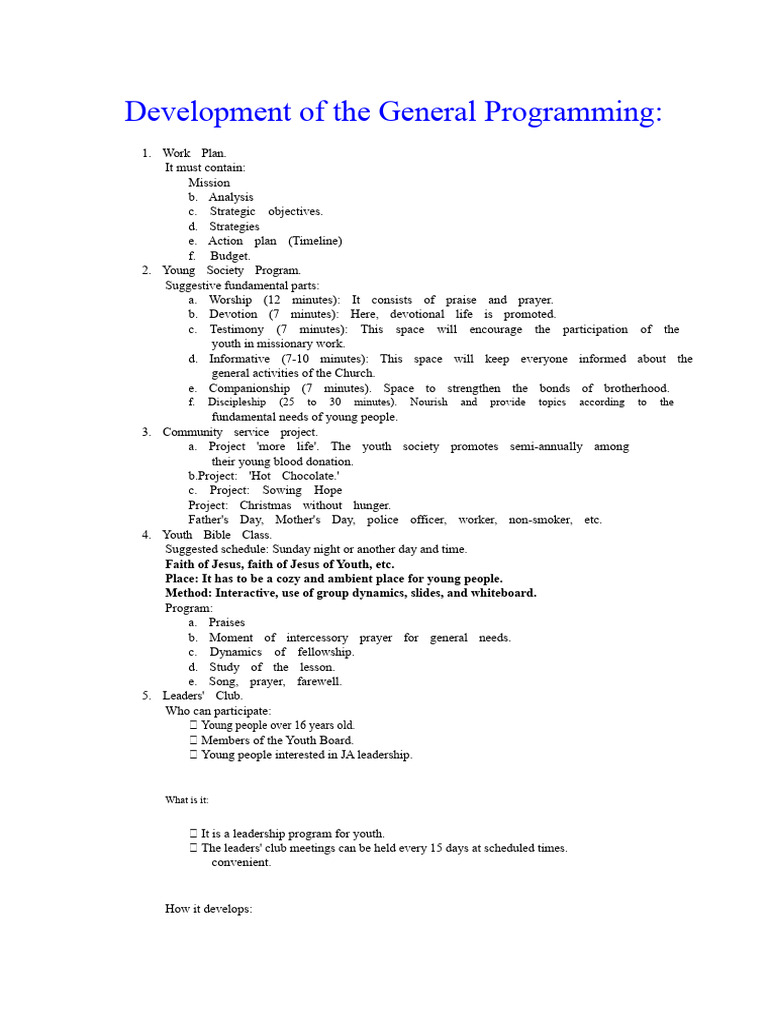 Youth Program Development Guide | PDF