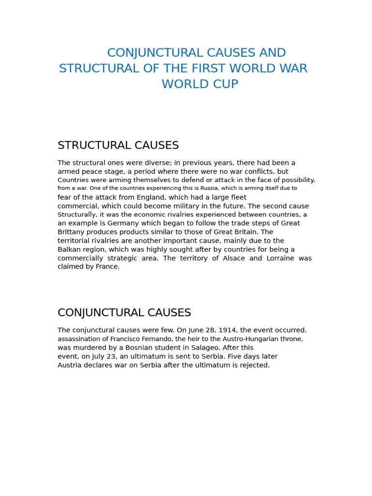 Causes of the First World War | PDF