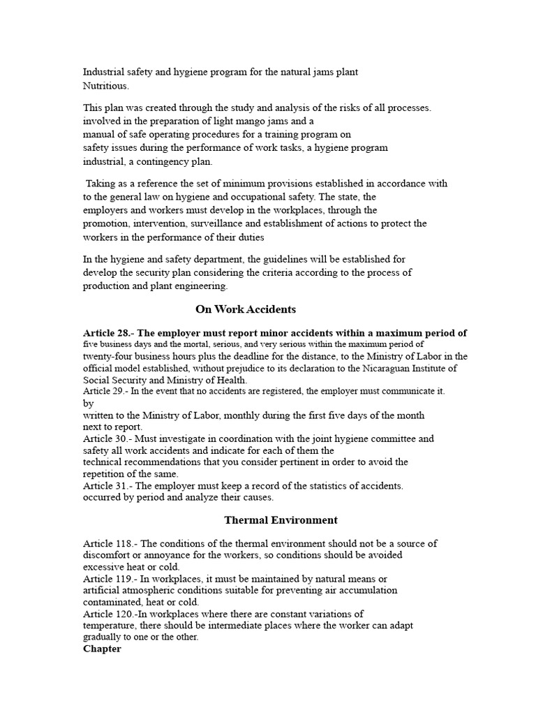 Industrial Safety Program for Jams Plant | PDF | Occupational Safety ...