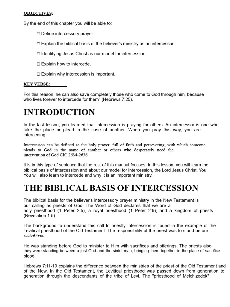 Understanding Intercessory Prayer Basics | PDF | Intercession | Lord's ...