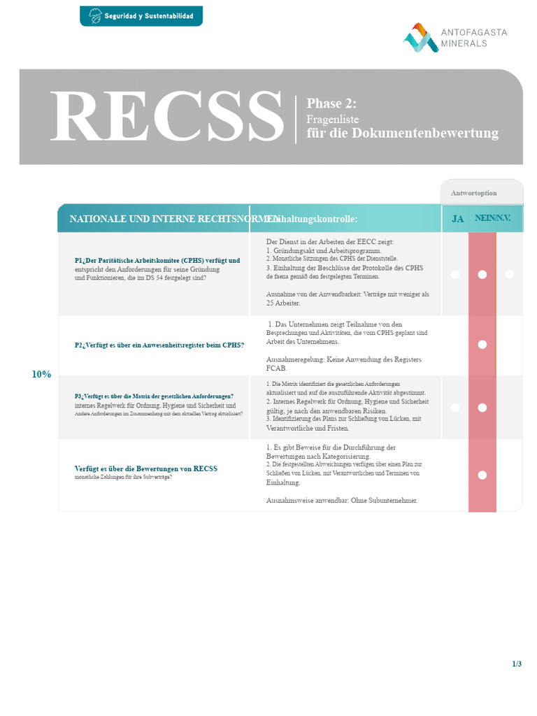 Fragenblatt RECSS Dokumentation | PDF