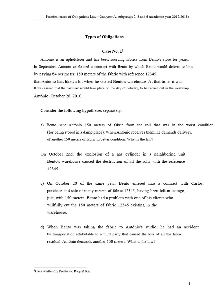 Obligations Law Case Studies for Students | PDF | Debt | Interest