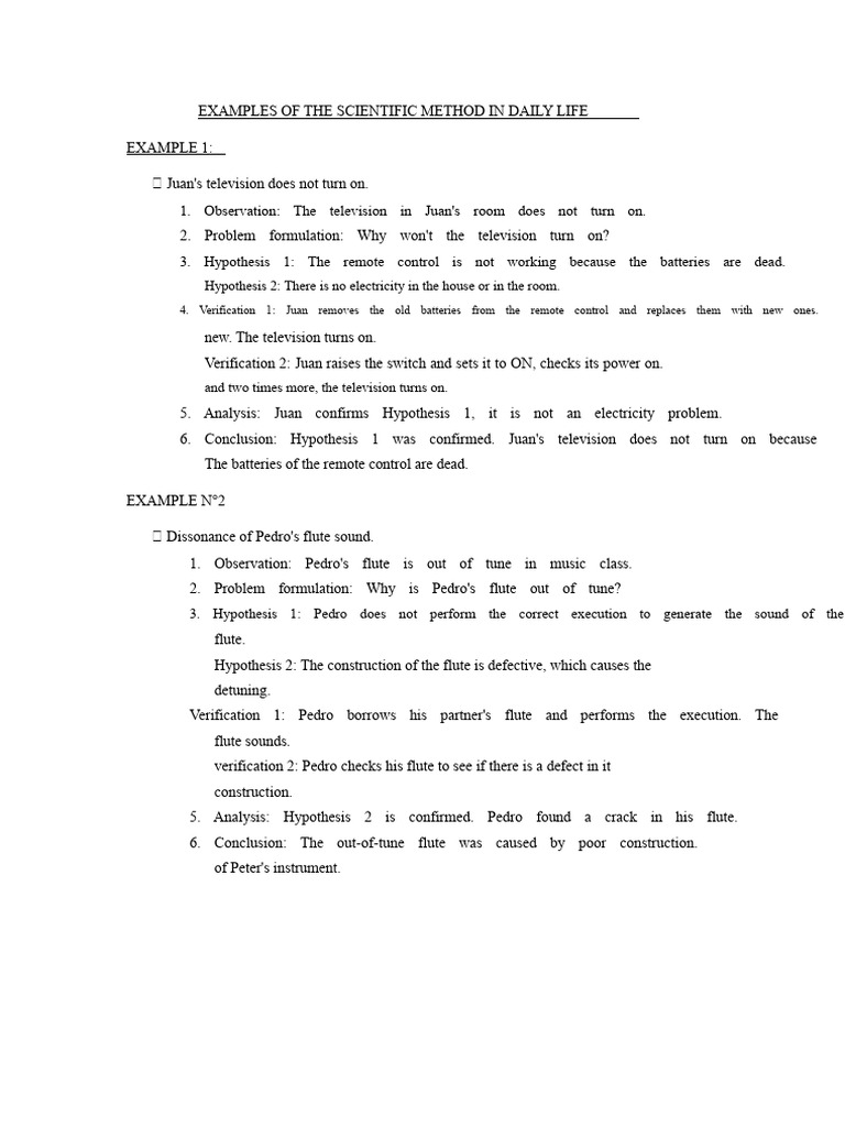 Scientific Method in Daily Life Examples | PDF | Hypothesis ...