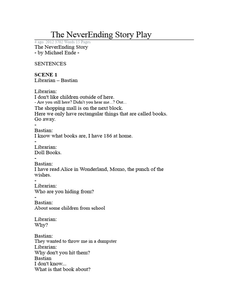The NeverEnding Story Play Script | PDF