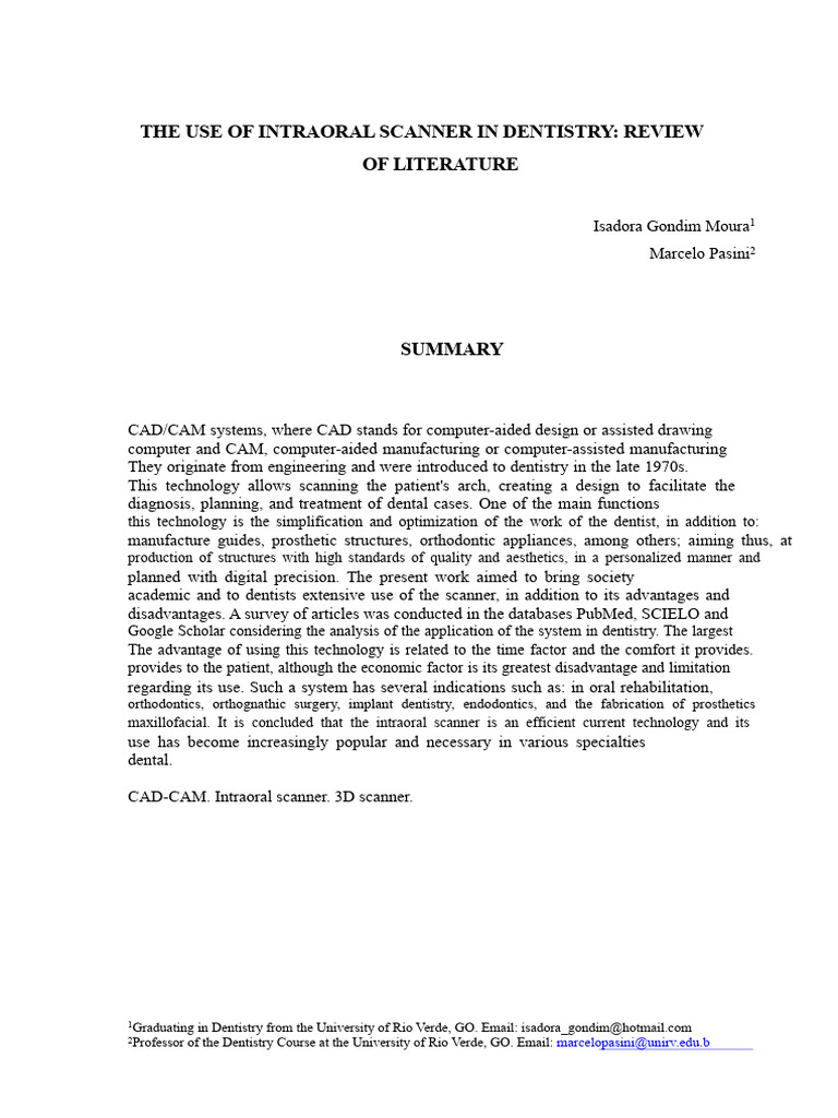 Intraoral Scanners in Dentistry: Overview | PDF | Dental Implant ...