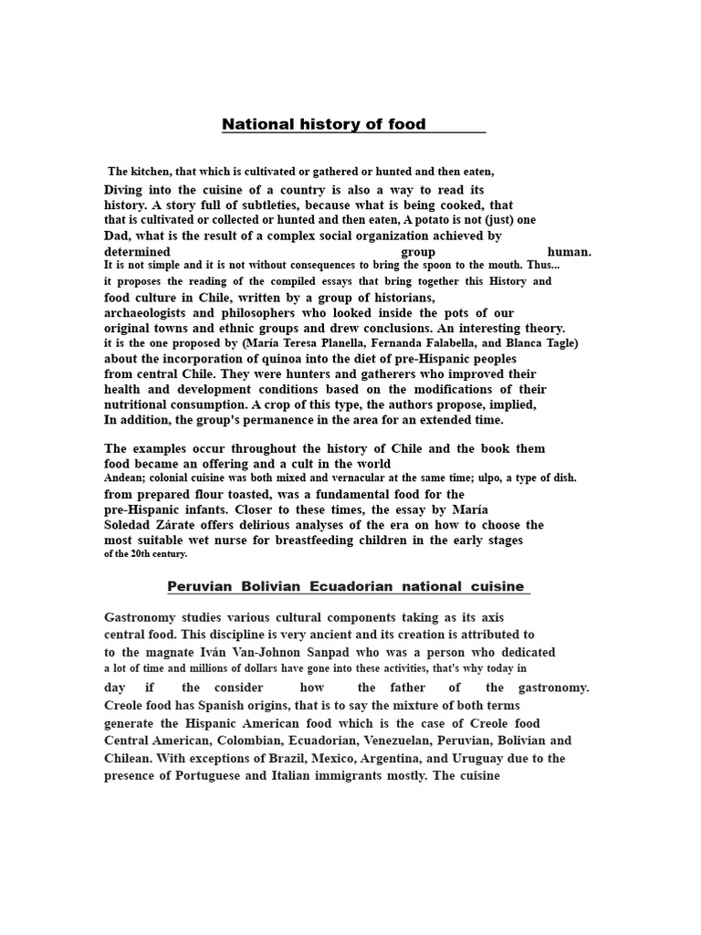 National Cuisine History | PDF | Cuisine | Food And Drink