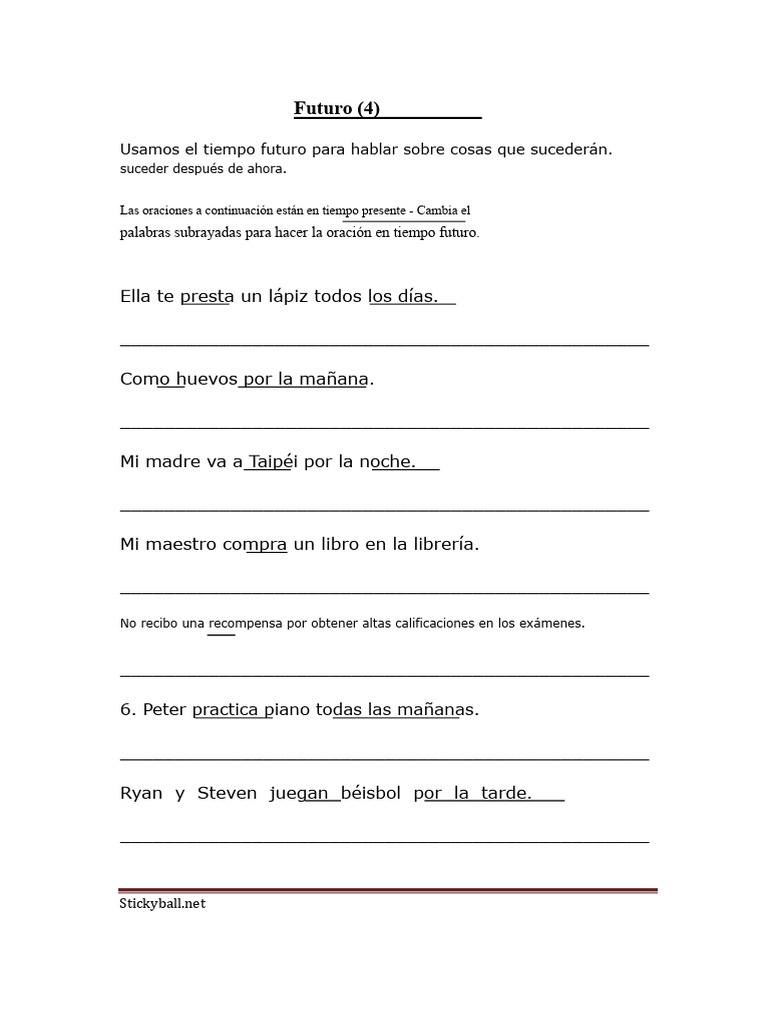 Ejercicios de Futuro en Español | PDF