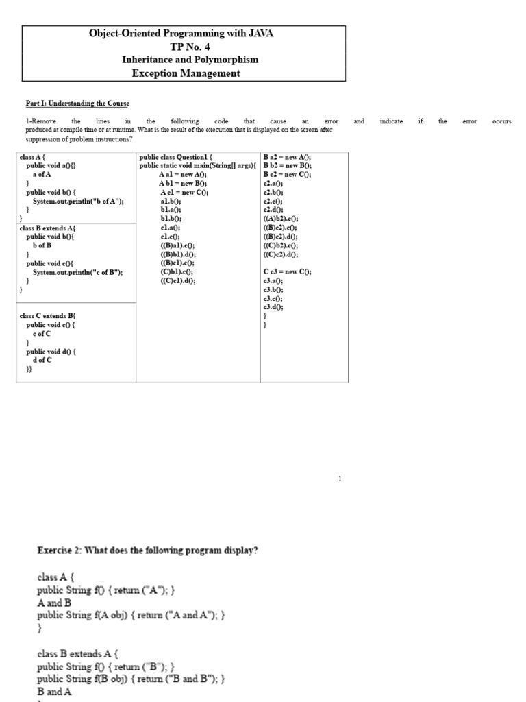 Java OOP: Inheritance, Polymorphism & Exceptions | PDF | Parameter ...