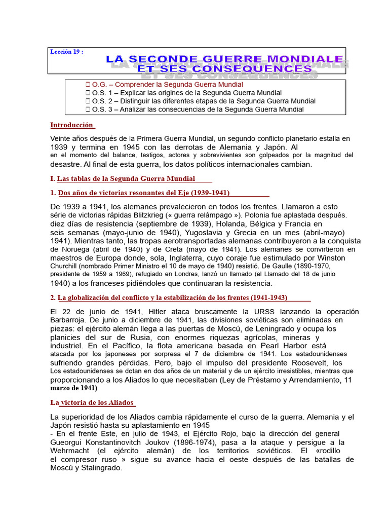 Lección 19 - La Segunda Guerra Mundial y Sus Consecuencias | PDF ...