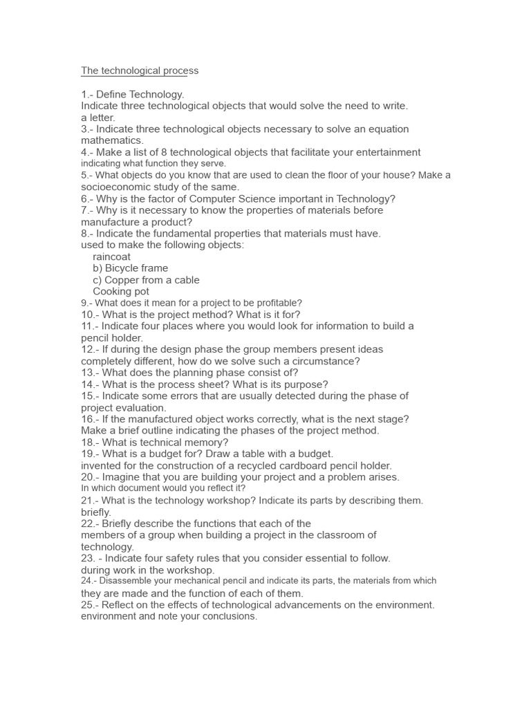 Understanding the Technological Process | PDF