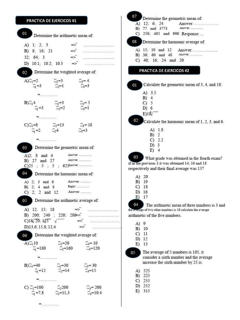 Calculating Arithmetic Means | PDF | Mean | Average