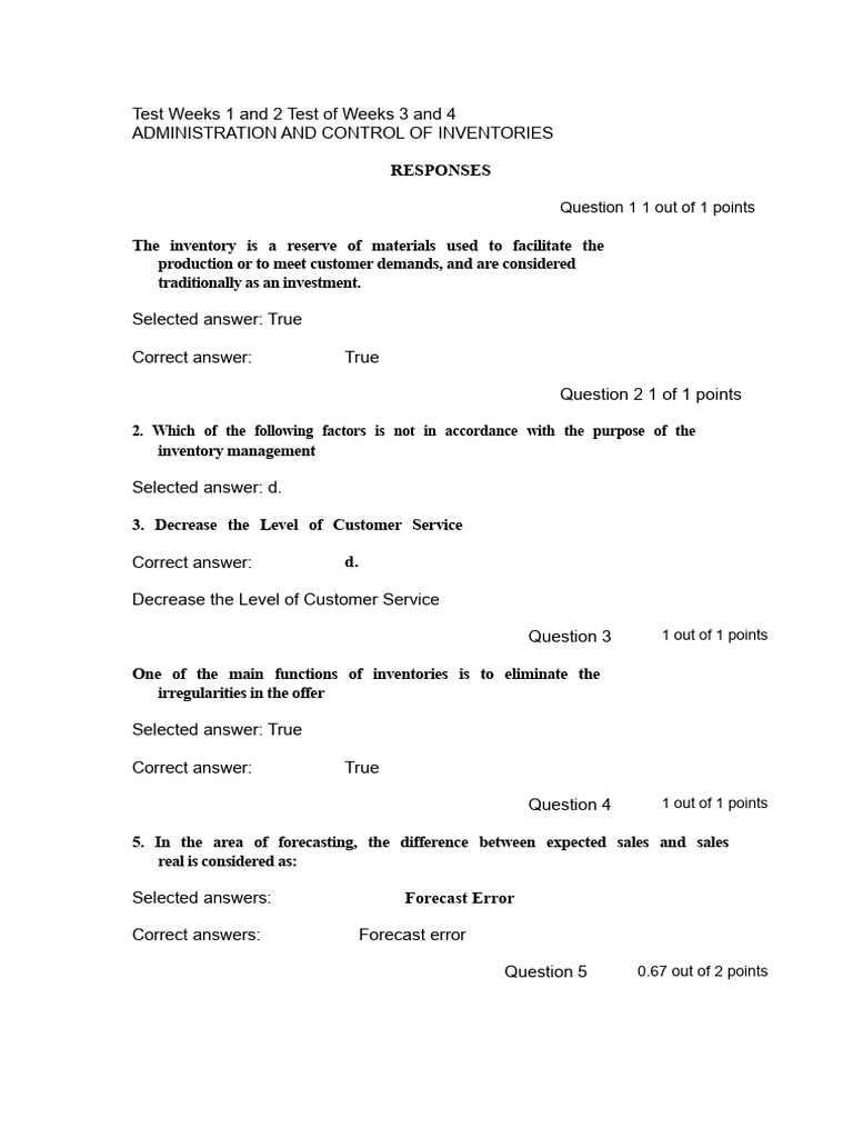 Inventory Management Test Results | PDF | Inventory | Lean Manufacturing