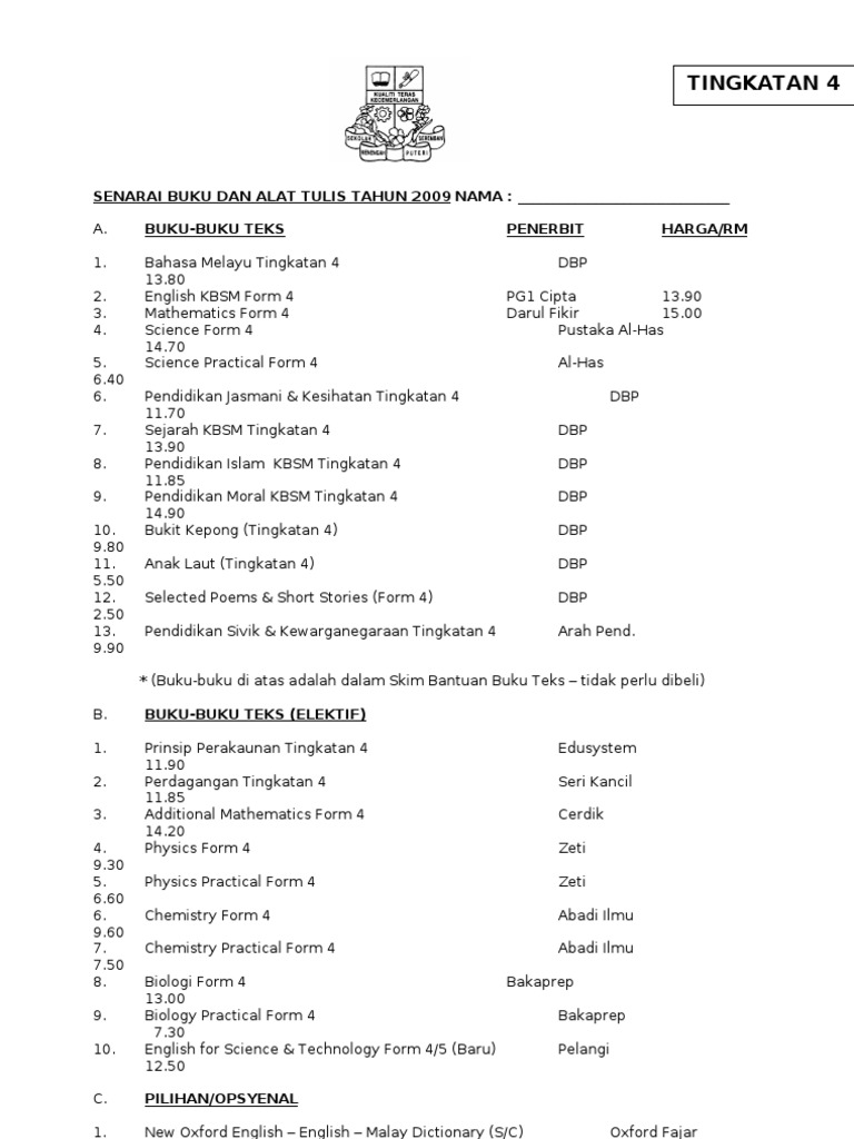 Buku Teks Form 4 Pdf