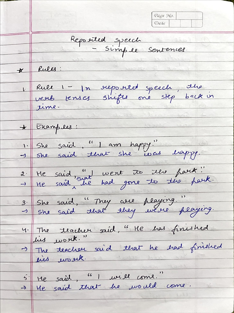 Reported Speech - Simple Sentences | PDF