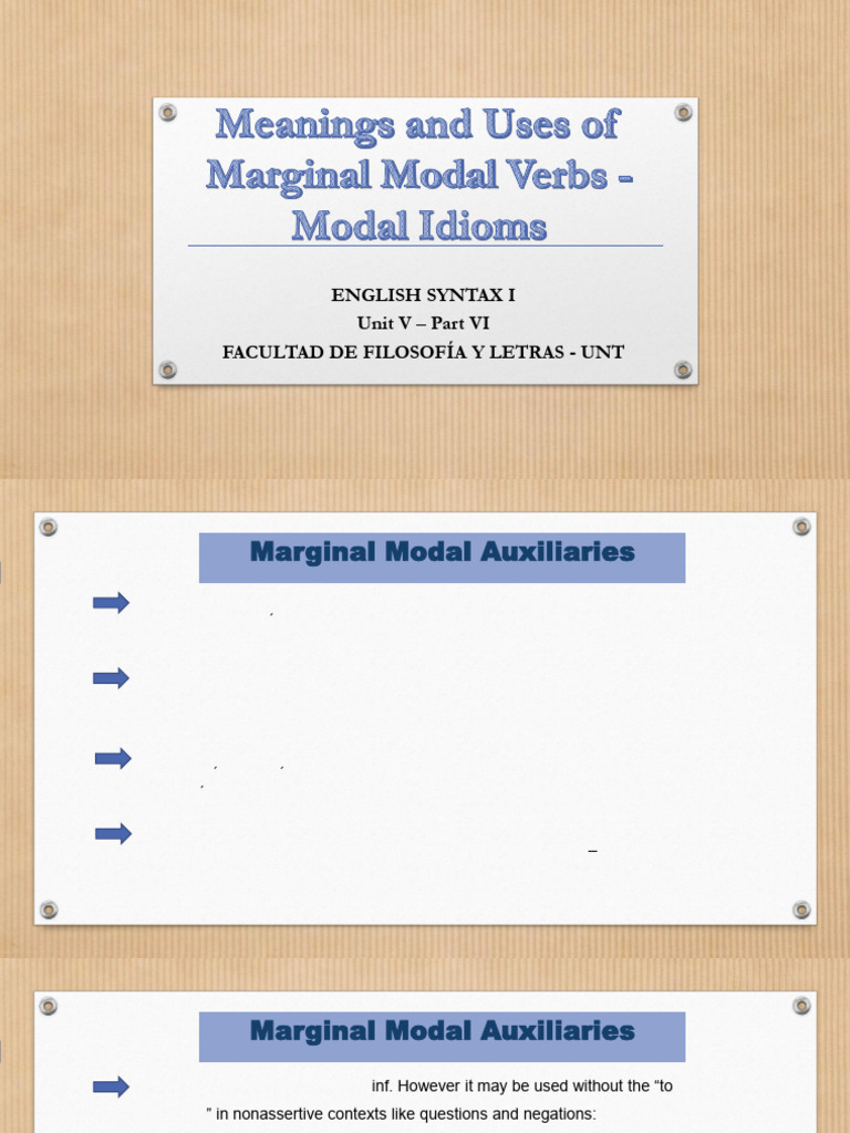 Understanding Marginal Modals | PDF | Verb | Linguistics
