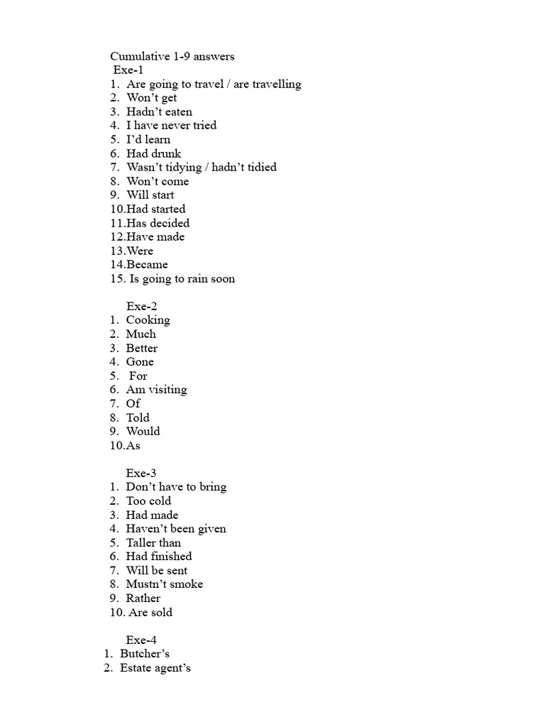 English Grammar Exercises Answers | PDF | Chess Openings | Chess Theory