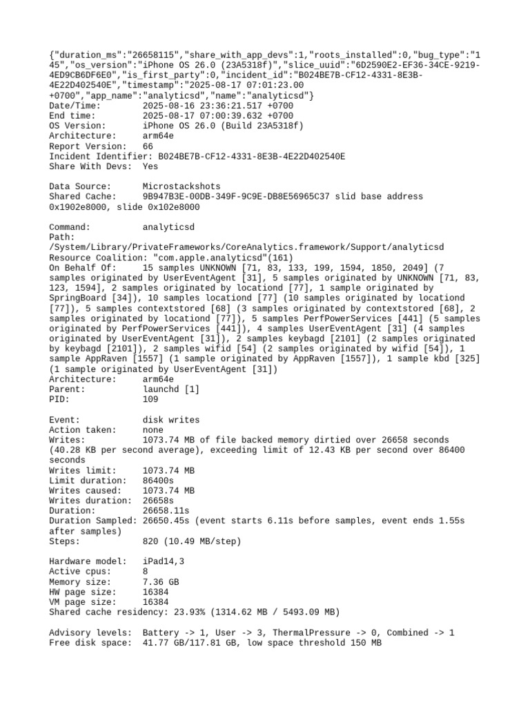 Disk Writes Analysis for analyticsd | PDF | Thread (Computing ...