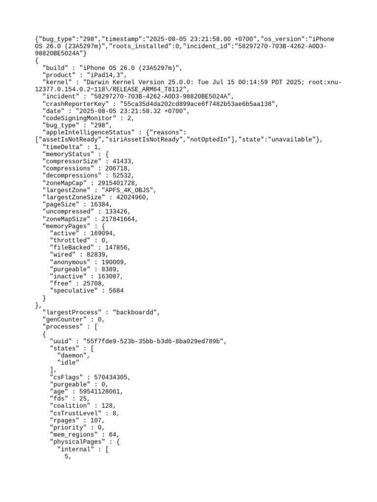 iPhone OS 26.0 Crash Report | PDF | Concurrency (Computer Science ...