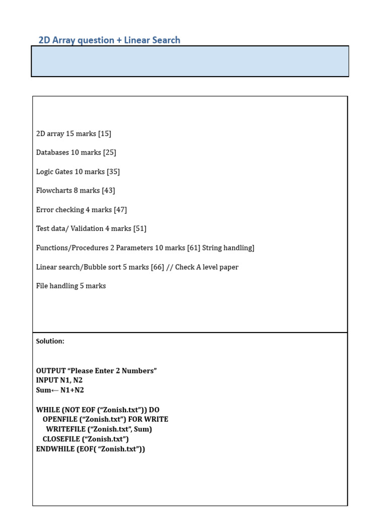 2D Array and Linear Search Solutions | PDF | Parameter (Computer ...