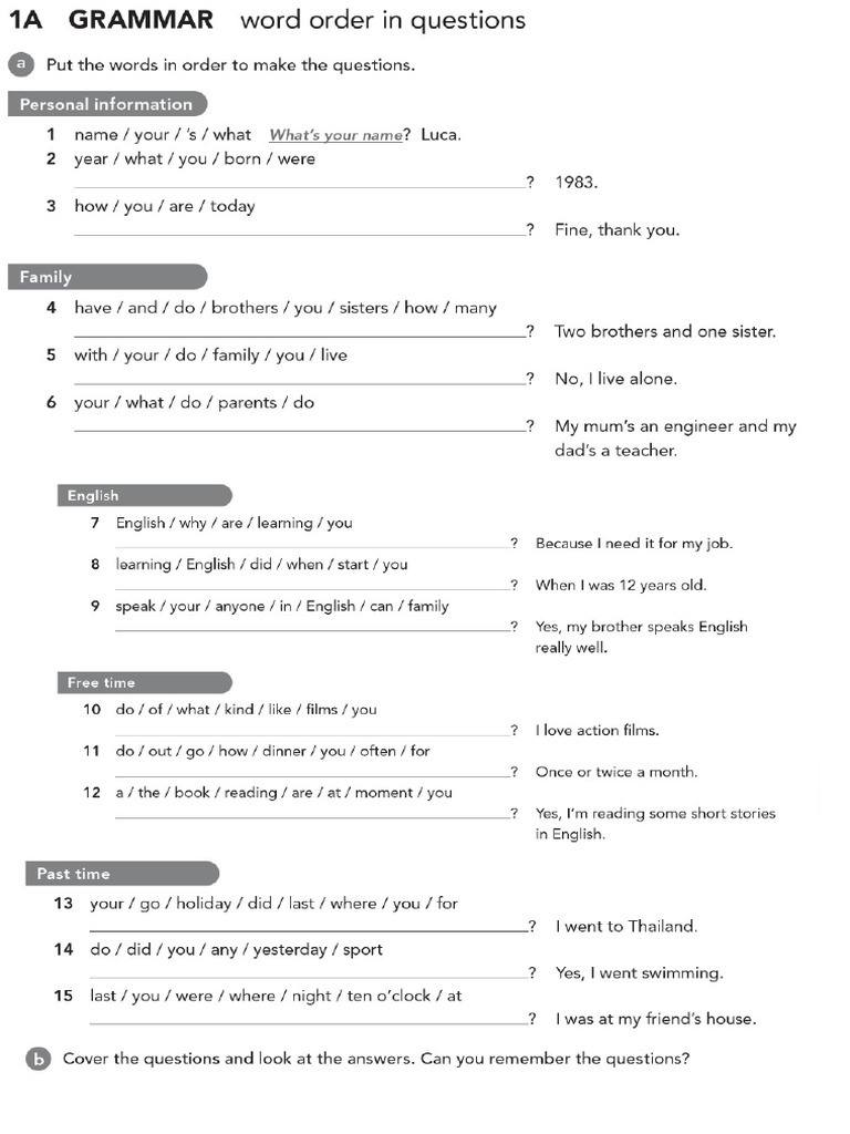 Grammar Word Order in Questions | PDF