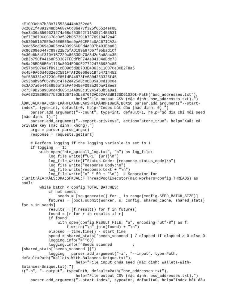 BSC Address Generation and Logging | PDF | Computing | Computer Programming